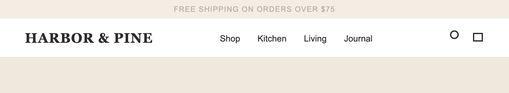 Store menu with focus on Kitchen, but nothing shows it.